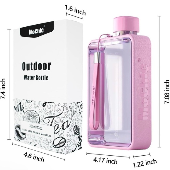 CLEAR CUSTOM FLAT FLASK WATER BOTTLE - 380ml - Picture 4 of 7